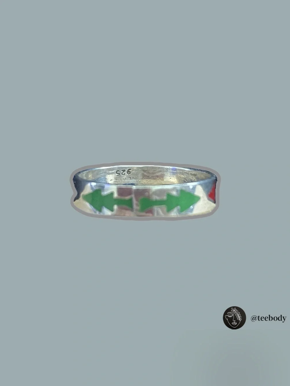 VTG Mexico Sterling Silver 925 Multi Color Enamel Arrow Band Ring-NWT